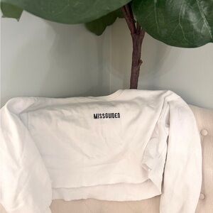 Missguided White Cropped Sweatshirt
